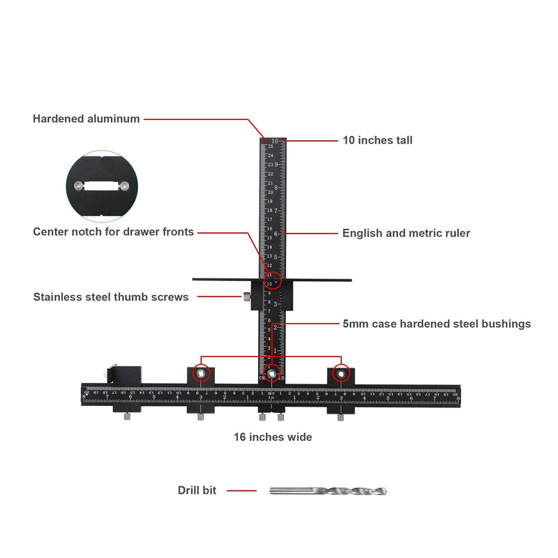 Cabinet Hardware Jig for Handles, Adjustable Template with Convenient and Precise Installation for Door and Drawer Knobs,Pulls,Tool Accessories Jig of Aluminum Alloy Alloy Steel A-Normal