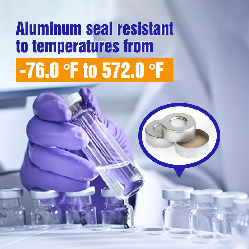 ALWSCI 20 mm Closure Size, Aluminum Crimp Seal with Natural PTFE/White Silicone Septa for Headspace Vial (Case of 100)