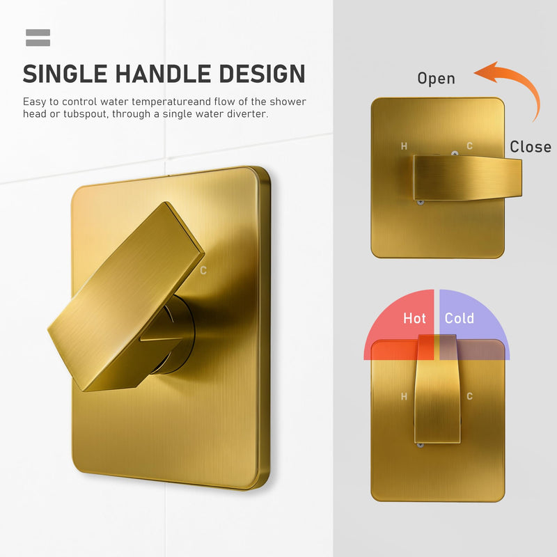 Replacement for Delta 13/14 Series Shower Faucet Set,Shower Handle Set Compatible with RP46074,Fits R10000 Series Valves(Cartridge and Valve Not Included),Brushed Gold Brushed Gold