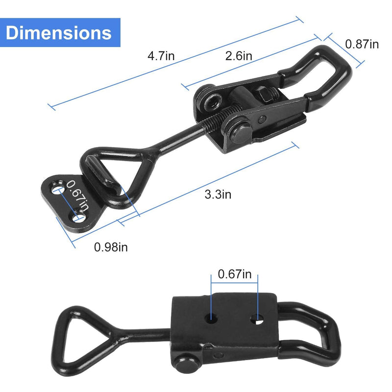 Black Toggle Latch Clamp, 6Pcs Heavy Duty Adjustable Toggle Clamp, 550lbs Holding Capacity Smoker Door Latch, Metal Pull Latch for Box, Gate, Cabinet, Case