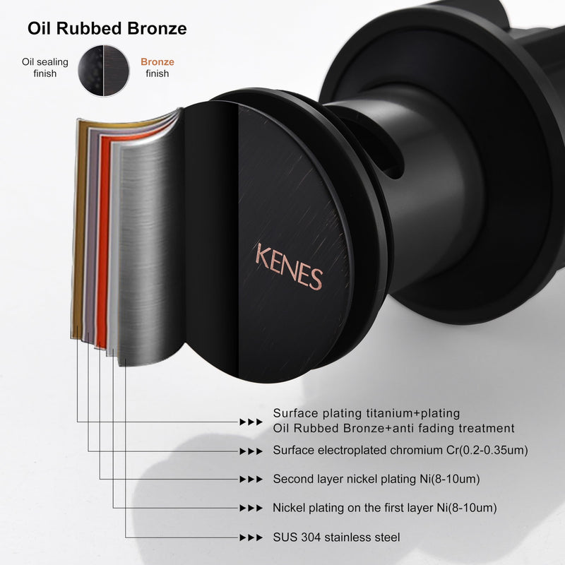 KENES Oil Rubbed Bronze Pop Up Sink Drain, Bathroom Vessel Lavatory Vanity Faucet Sink Drain Stopper, Sink Drain Assembly with Overflow Anti Clog Pop Up Drain Oil-rubbed Bronze