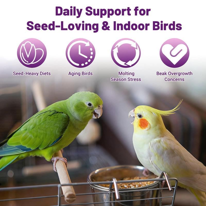 Milk Thistle Dandelion Liver Support for Pet Birds, Natural Seed-Heavy Diet Care for Aging Molting Birds, Helps Support Beak Condition, Detox Balance, Vitamin Formula for Parakeets Cockatiels Parrots