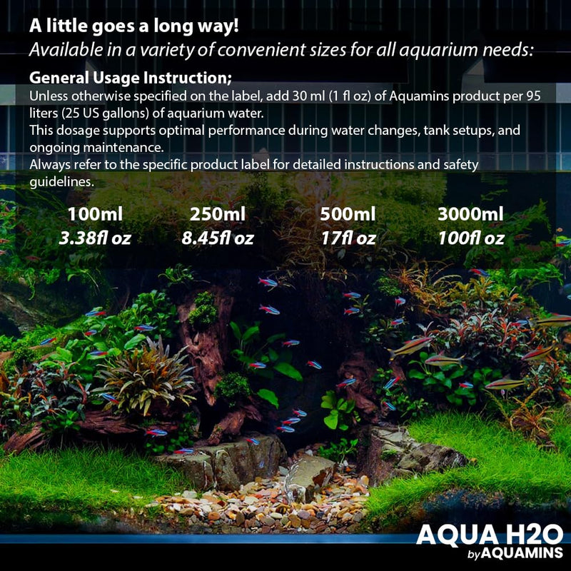 Aqua H2O – Water Treatment for Aquarium, 500ml (17 fl oz) | Freshwater & Marine Conditioner 500ml/17fl oz