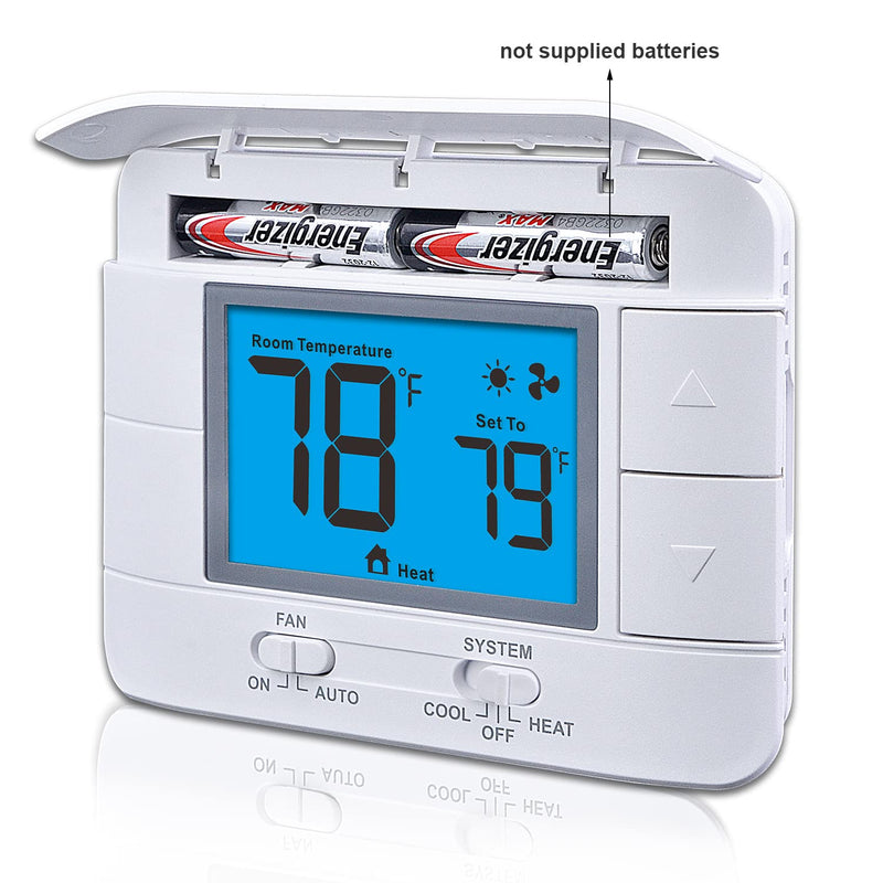 Non Programmable Thermostat for Home 1 Heat/ 1 Cool Single-Stage System, with Room Temperature & Humidity Monitor (LCD Blue Backlit Screen) - NewNest Australia