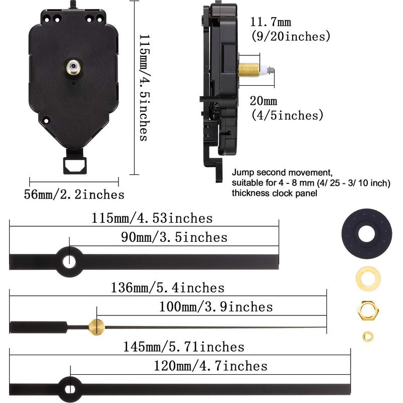 Pendulum Clock Movement Replacement Long Shaft Pendulum Quartz Clock Movement Mechanism Clock Hands for DIY Clock