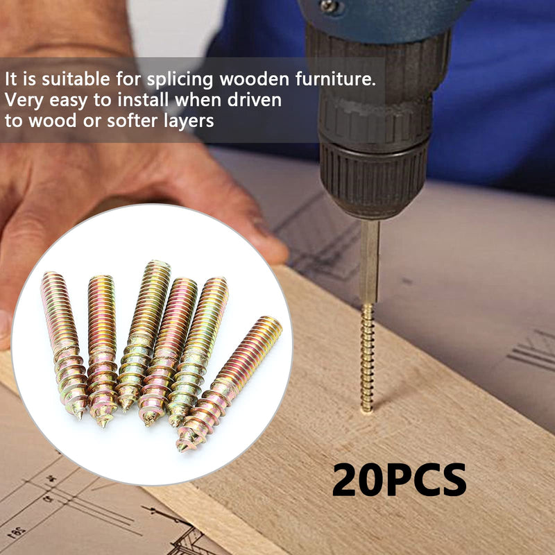M4 Hanger Bolts, Length 1"(25mm) Double Headed Bolts Self-Tapping Screw for Furniture