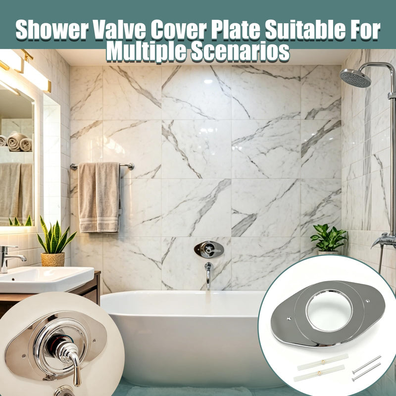 RP29827 One Hole Remodel Cover Plate for Moen and Delta Bathtub and Shower Valves, Renovation Shower Valves Cover Plate Replace 2 Handle or 3 Handle Shower - 2 Pack
