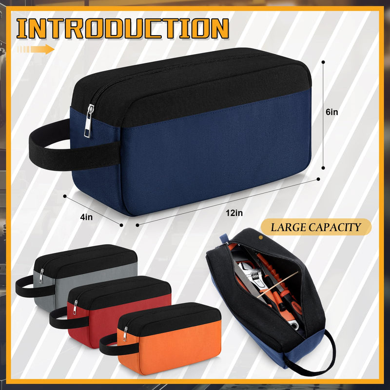 Eccliy 4 Pack Tool Bags Pouch Canvas Zipper Utility Tote Bag 12 Inch Small Tool Bags Dual Compartments Toolboxes for Men Electrician Mechanic Tools Storage(Gray, Orange, Red, Blue) Gray, Orange, Red, Blue