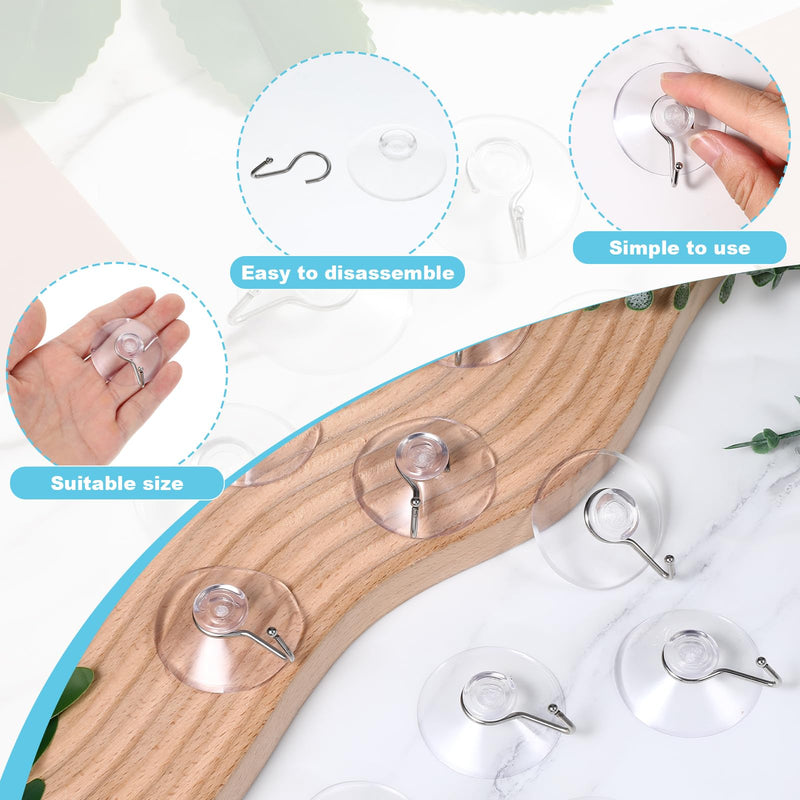 150 Pcs PVC Suction Cup Hooks, Clear Reusable Heavy Duty with Metal Hooks, No Trace for Bathroom Shower Kitchen Glass Window Wall Door Tile