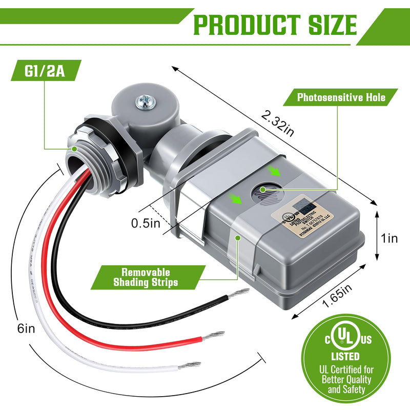 2 Pack Photocell Sensor for Outdoor Lights, 120VAC 50/60 Hz Photocell IP54 Waterproof, Swivel Mount Photocell, Dusk to Dawn Sensor Photoelectric Switch for Back Yard Lightening