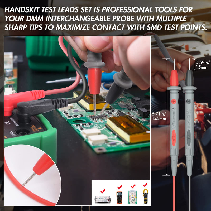 Electrical Multimeter Test Leads Set with Alligator Clips Test Hook Test Probes Lead Professional Kit 1000V 10A CAT.II dm-0509