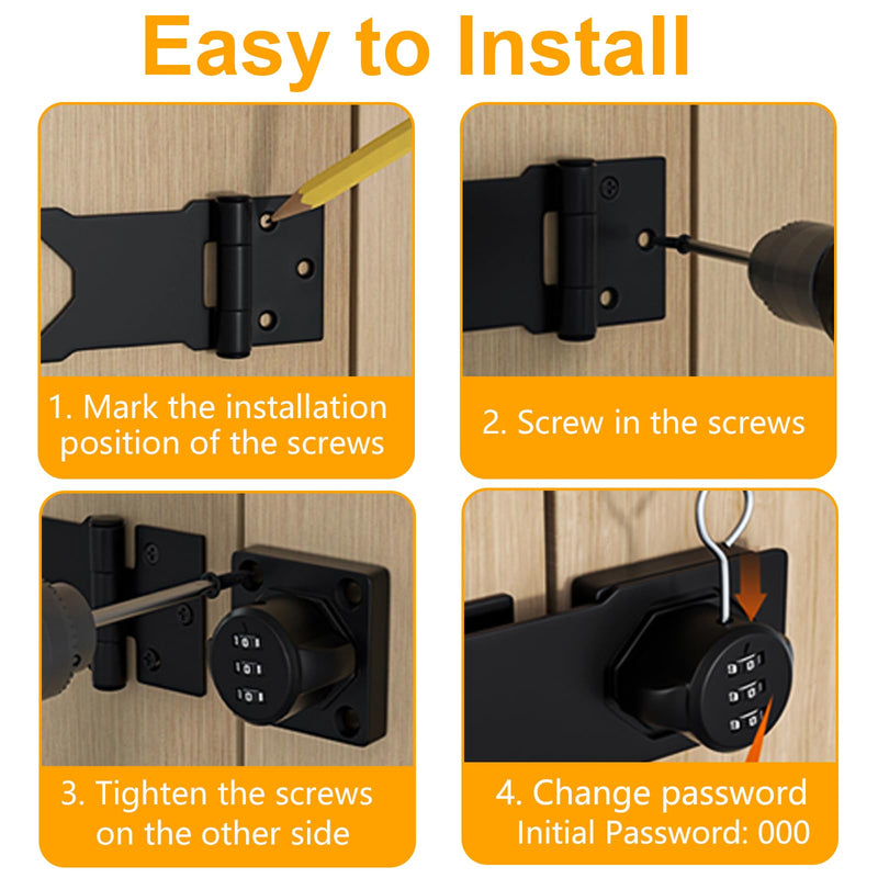 Bifold Door Lock 3-Digit Password Keyless Cabinet Door Locks with Combination Sliding Closet Lock Pantry Door Lock, Closet Door Lock for Double Barn Shed Door Yardlock for Garage Garden 1PCS Black 1Pack
