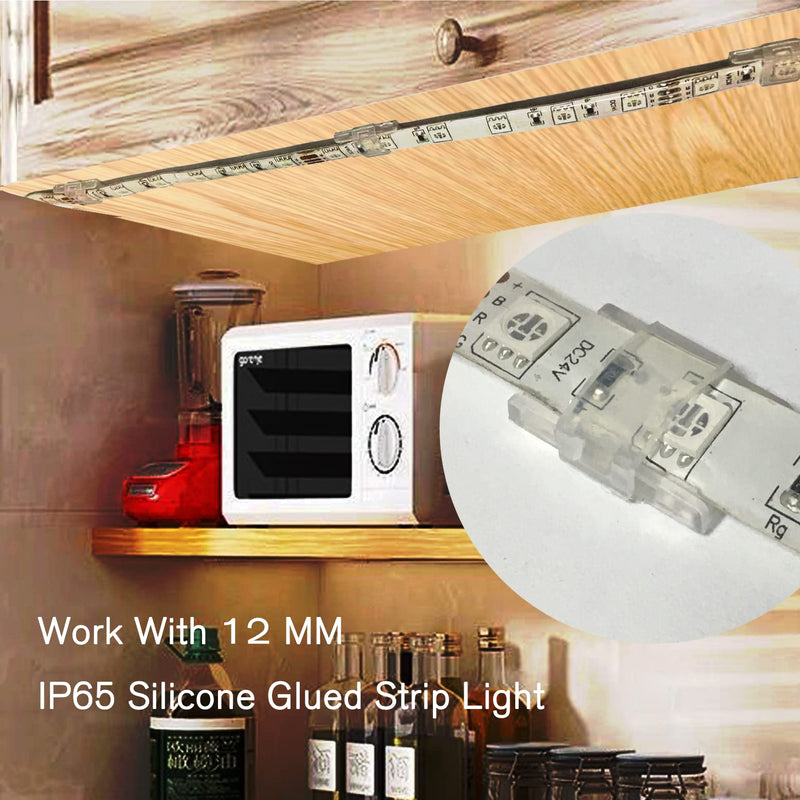ATB- Double Installation LED Strip Light Mounting Brackets and Clips,Ideal for 12mm Wide IP65 Holder,Cable Wires Organizer Clips Vehicle,Cabinet,Under-Counter,Kitchen,Living Room (100PACK) Clear