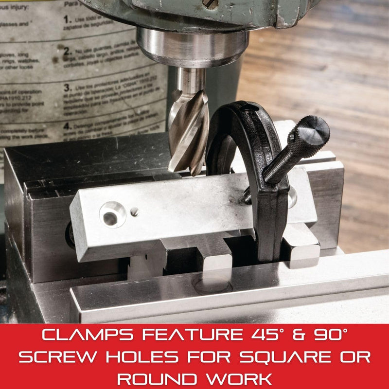 Starrett V-Block Clamp - Secure Workpiece Holding with 45�-Degree and 90�-Degree Screw Holes for Square or Round Workpieces - Durable Hardened Steel Construction - 568B 1" - 16" Capacity