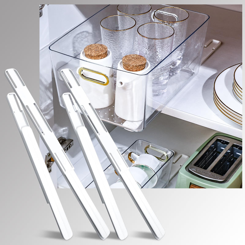 4 Pcs Adhesive Sliders for Cabinets Pull Out Cabinet Organizer Accessories Basket Office Glide Cabinet Tracks Runner Adhesive Drawer Slides Pull Out Replace Guide Rail for Back to School Supplies