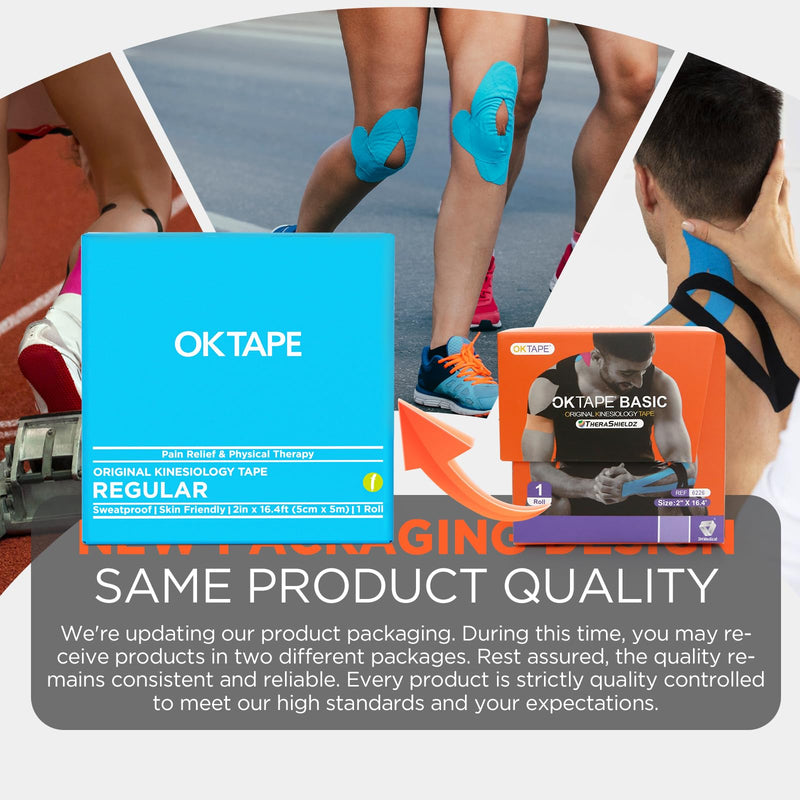 OK TAPE Kinesiology Tape, Regular Original Cotton Elastic Athletic Tape for Support and Recovery, Sports Tape Therapeutic Pain Relief, 2in×16.4ft Uncut Roll - Pink 1 Roll