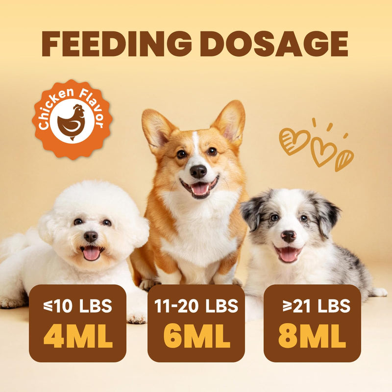 Mushrooms for Dogs - Turkey Tail Mushroom for Dogs Lumps and Bumps, Immune System, Digestion, Skin, Energy, Joint- 13 Mushrooms Turkey Tail, Chaga, Reishi, Lion's Mane - 60ML, Chicken Flavor