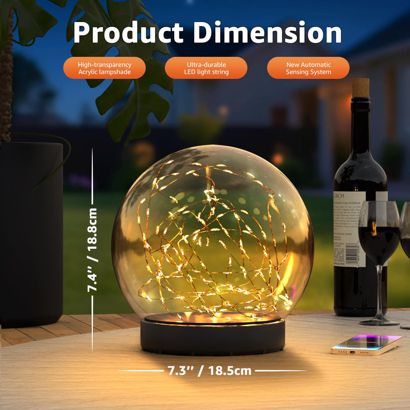 2-Pack 7.4x7.3 Solar Floating Pool Lights Ball Outdoor Water-Resistant IP66 Solar-Powered That Float Candles Flickering Lights for Swimming Pool Decor Pond Garden Party 2Pcs B
