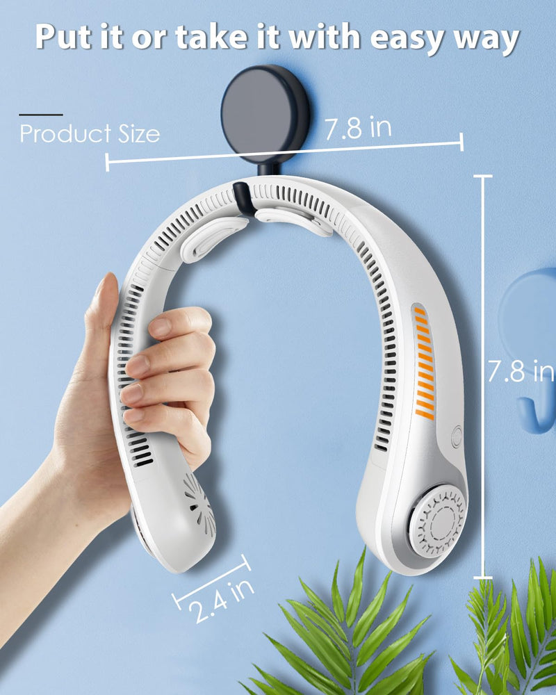 Portable Neck Fan Rechargeable Wearable Personal Fan Blow Cold Air, 5 Speeds, USB Battery, Neck Cooler with Neckbrace, Gift for Men Women, Sports, Gardening, Home, Outdoors, Travel, Camping Gray