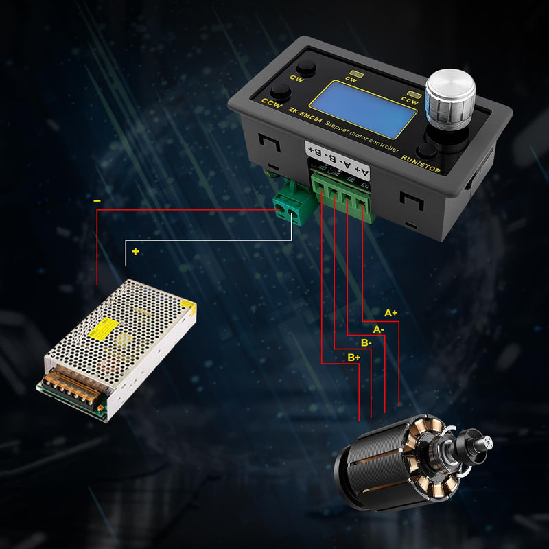 SMC04 Stepper Motor Driver Controller, 6.6A Forward/Reverse Speed Control, DC 10-30V for Nema 17/23/34 (42/57/86 Motors) 200KHZ Pulse, 8-64 Micro-Step, TTL Serial Communication