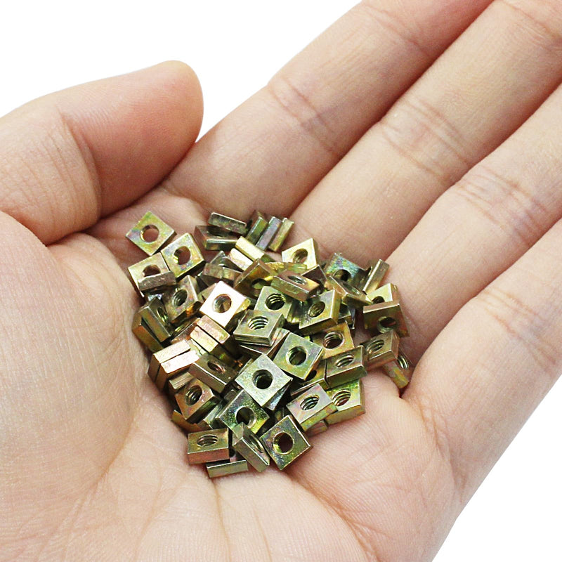 Zorfeter 100Pcs Zinc Plated M3 Square Nuts, Square Machine Screw Nuts Fastener for Home Repairs and Professional Engineering