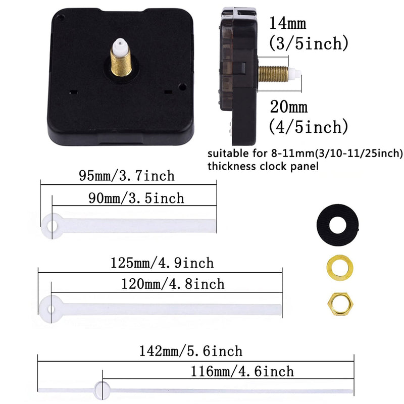 Silence Quartz Clock Movement, 11/25 Inch Maximum Dial Thickness, 4/5 Inch Total Shaft Length (White)