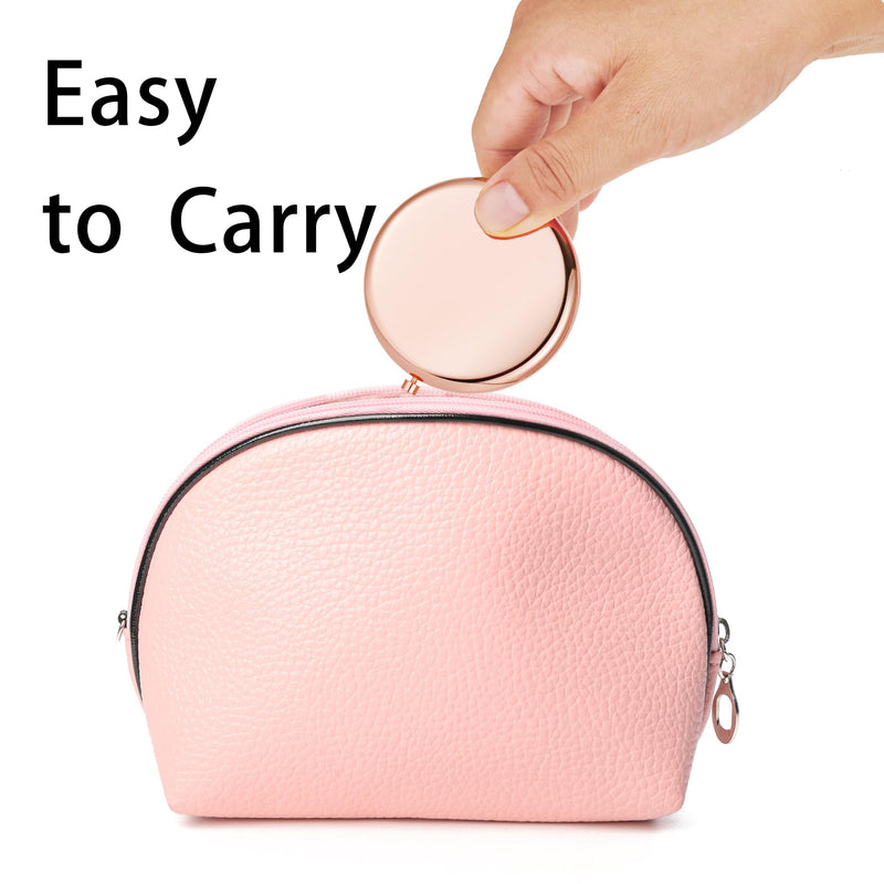 Compact Mirror, Pocket Travel Makeup Mirror for Purse, Metal Round Shell, 2-Sided 1X/2X Magnifying, Portable, Folding, Handheld, Rose Gold, 12 Pack