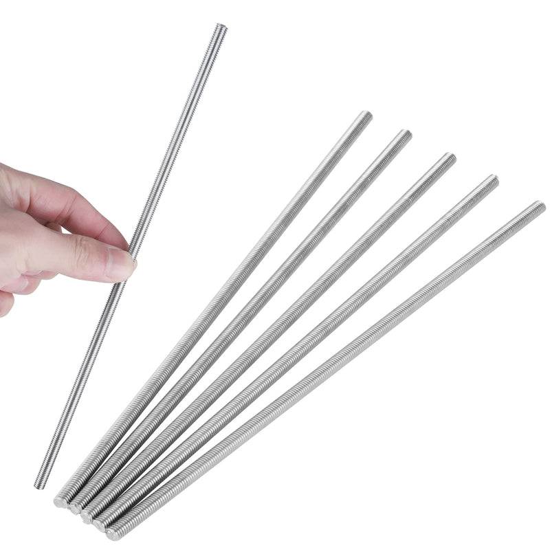 Pack of 5 304 Stainless Steel M6-1.0 Fully All Threaded Rod, Long Threaded Screw, Right Hand Threads, 250mm Length