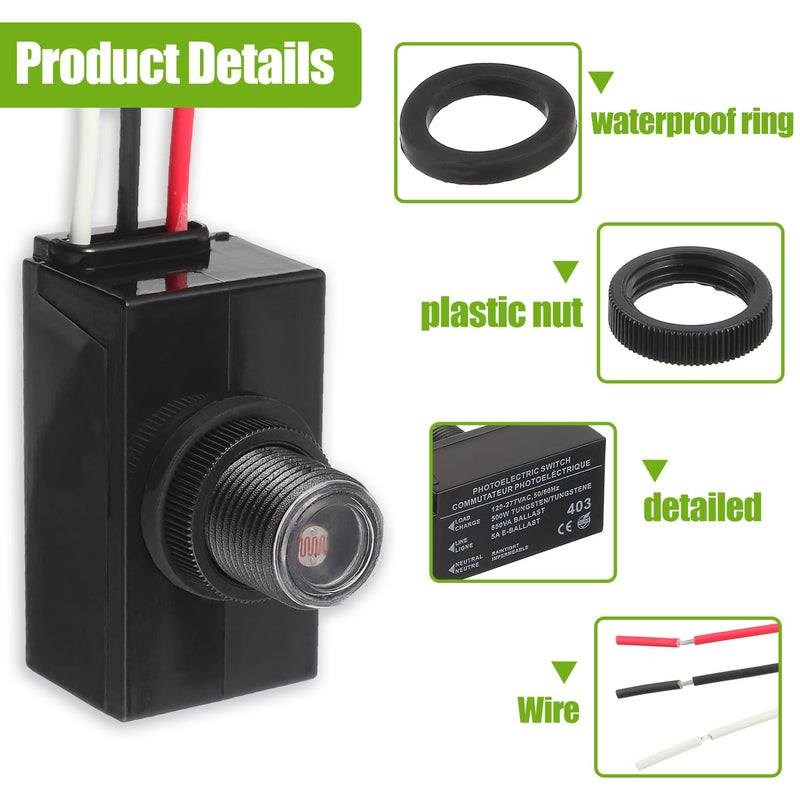 Dusk to Dawn Sensor for Outdoor Lighting 120-277V Photoelectric Switch Photocell Light Sensor Hardwired Post Eye Light Suitable