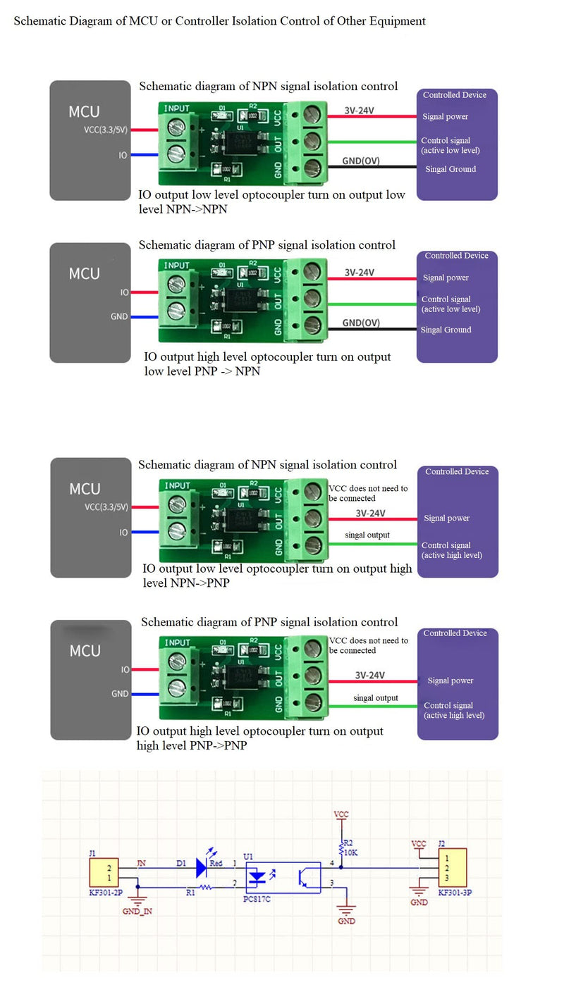 NOYITO 1-Channel PC817 Optocoupler Isolation Module Optoelectronic Isolator Signal Isolation and Anti-Interference 3-5V 12V 24V (Pack of 2) (3-5V)