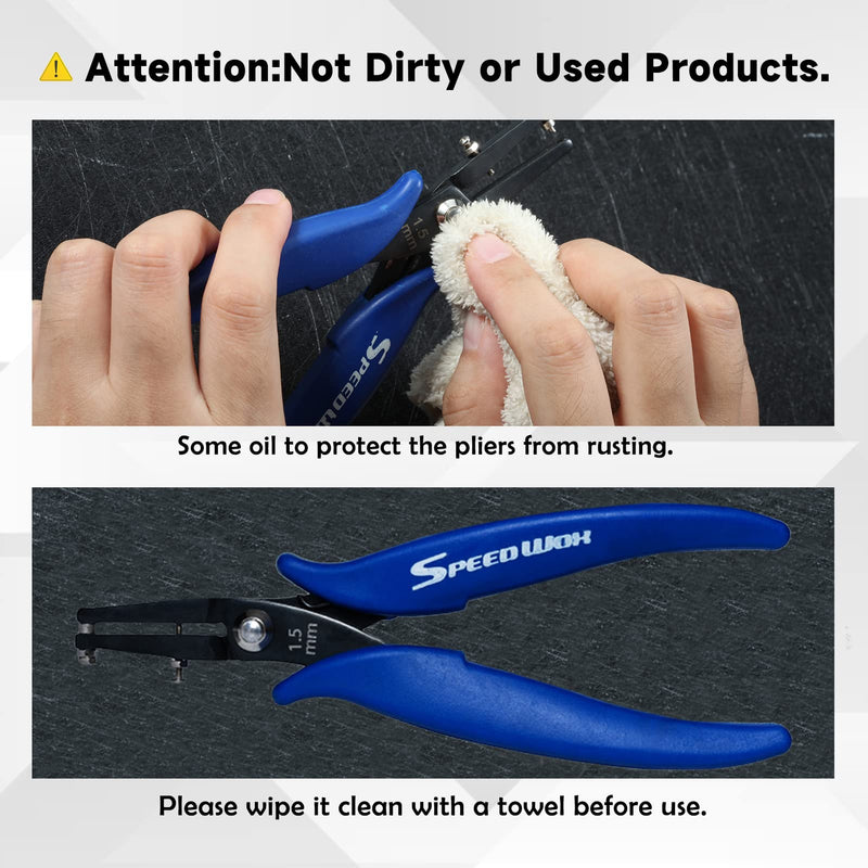 SPEEDWOX Metal Hole Punch Pliers for Jewelry 1.5mm Diameter Round Hole Sheet Metal 24 Gauge Thick 6 Inches Precision Fine Pliers Jewelry Making Tool Craft Beading Hobby 1.5mm Hole