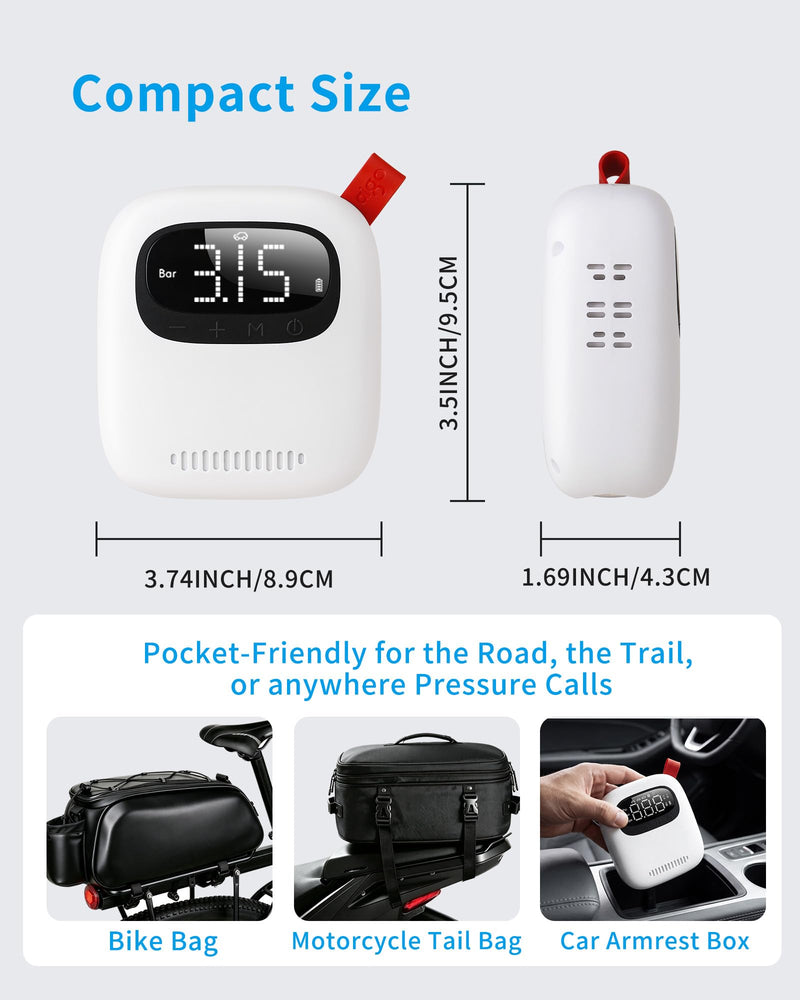 Rechargeable Electric Bike Pump with Gauge, 150PSI Mini Tire Inflator