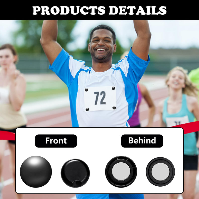10Pcs Marathon Running Bib Clips Magnets for Runners Race Number Bib Clips Buckles Fixing Fastener, Running Accessories White Black Replacement for pins for Triathlon Cycling Field Competition Supplie