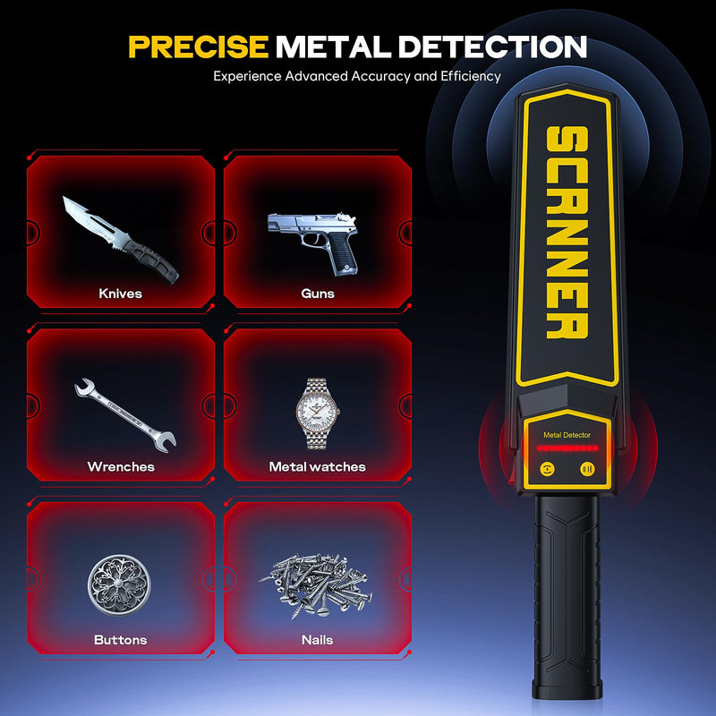 Rechargeable Handheld Metal Detector Wand, High Sensitivity Security Wand Metal Detector,Portable Nail Finder Scanner Woodworking Metal Detector Wand for Logs Weapons Sound Vibration Alert Detects 2000mAh