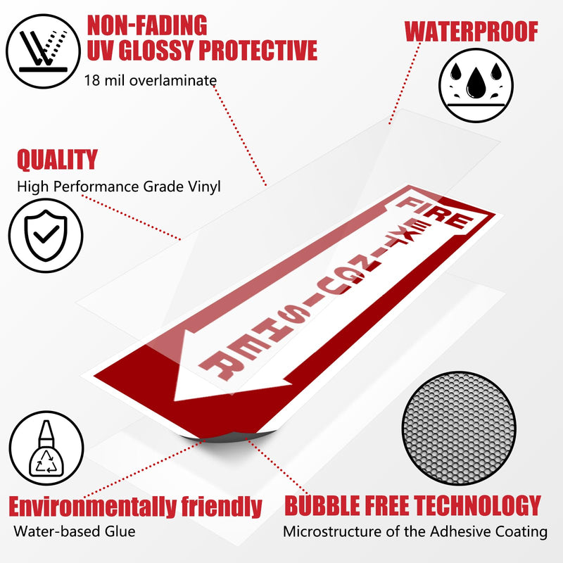 Fire Extinguisher Signs,Safety Sign Sticker glow in the dark 12 Pack 4" X 12" Durable Self Adhesive, Waterproof and UV Protected,for Home, Office or Boat