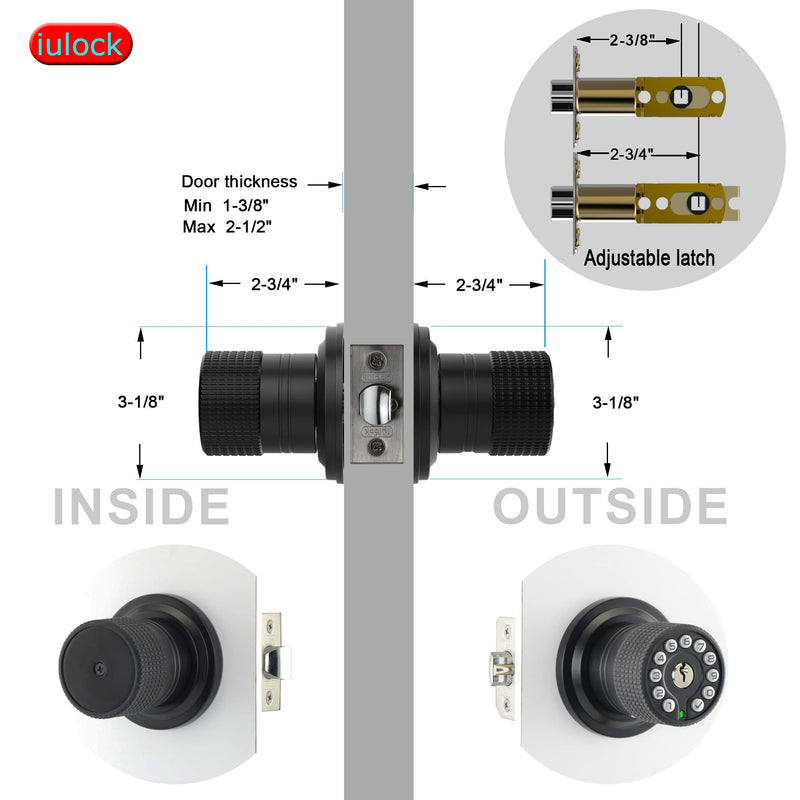 Keypad & Key Smart Door Lock, 50 User Codes, Waterproof, Auto Lock - Matte Black