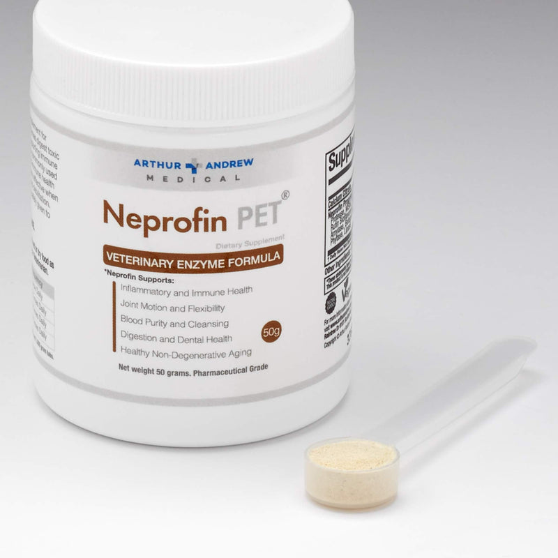 Arthur Andrew Medical, Neprofin PET, Veterinary Enzyme Formula, Household Pet Support for Pain-Free Living, Vegan, Non-GMO, 50g Tub - PawsPlanet Australia