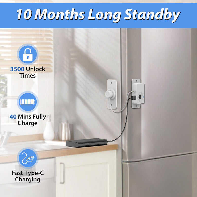 Fingerprint Fridge Lock,Child Proof Refrigerator Lock for Kids with Sticky Adhesive Pads,Cabinet Locks Baby Proofing for Fridge Cabinet Drawer Door Window Toilet