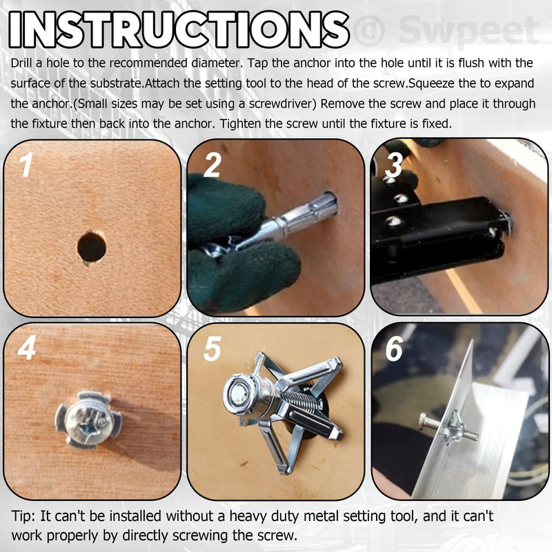Swpeet 12Pcs M5 x 25 Jack Nuts Petal Nuts Expansion Nut Thins Fixings Dowels with Screws Assembly for Hollow Wall Iron Skin Line Use in Thin Soft Wall (M5 x 25)