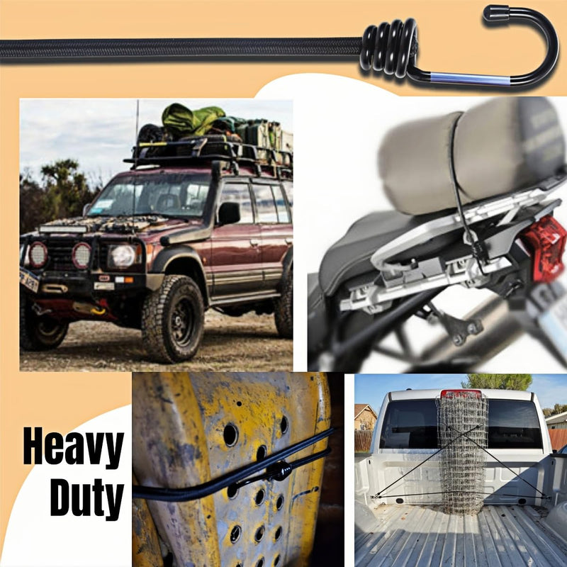 Bungee Cords Heavy Duty Outdoor 2ft Bungee Straps with Hooks Black Bunji Cord 24inch4Pcs 24inch-4Pcs