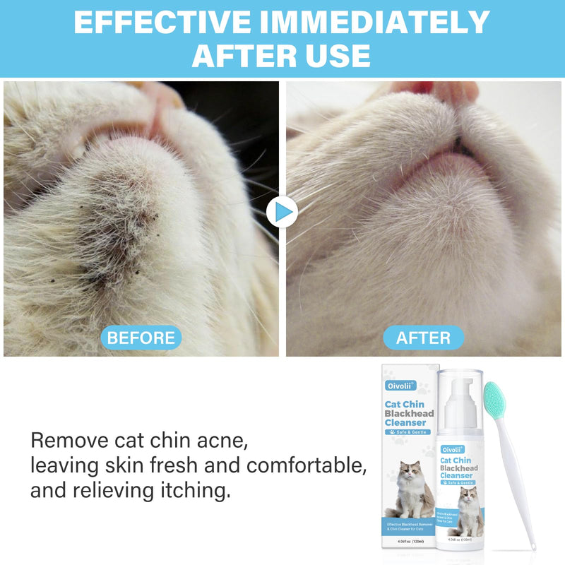 Cat Black Seed Cleaner Kit,4 fl.oz Remove Cat Chin Blackheads Gentle & Effective Acne Chin Treatment 2-in-1 Wash and Black Seed Brush Soft Silicone Cat Grooming Scraper Brush - PawsPlanet Australia