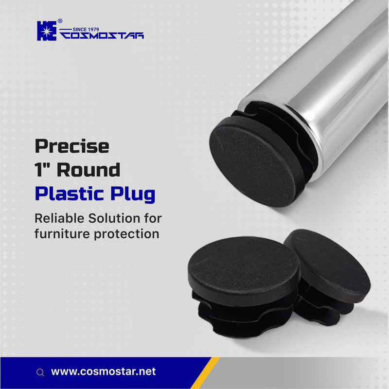 Cosmostar 1" Inch (25.4 mm) Round Plastic Plugs for Outside Tube Size - Durable Black End Caps for Folding Chair Leg Caps, Folding Chair Feet Cap, Outdoor Chair Leg Caps, Chair Leg Caps- 10 Pcs 1"