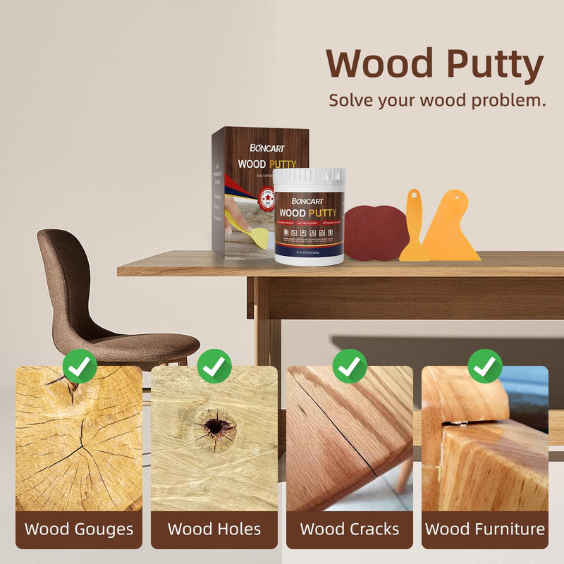 Wood Filler,Wood Putty,Wood Filler Paintable,Wood Repair Putty Stainable,9.87 Ounce White wood filler,Wood furniture repair kit,Quickly repair any broken and defective wooden furniture