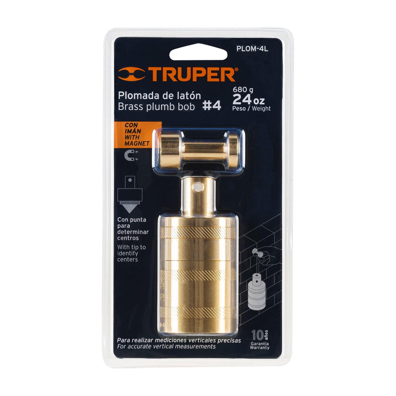 TRUPER PLOM-4L Brass Plumb Bobs w/ Center 21 Oz (582 g)