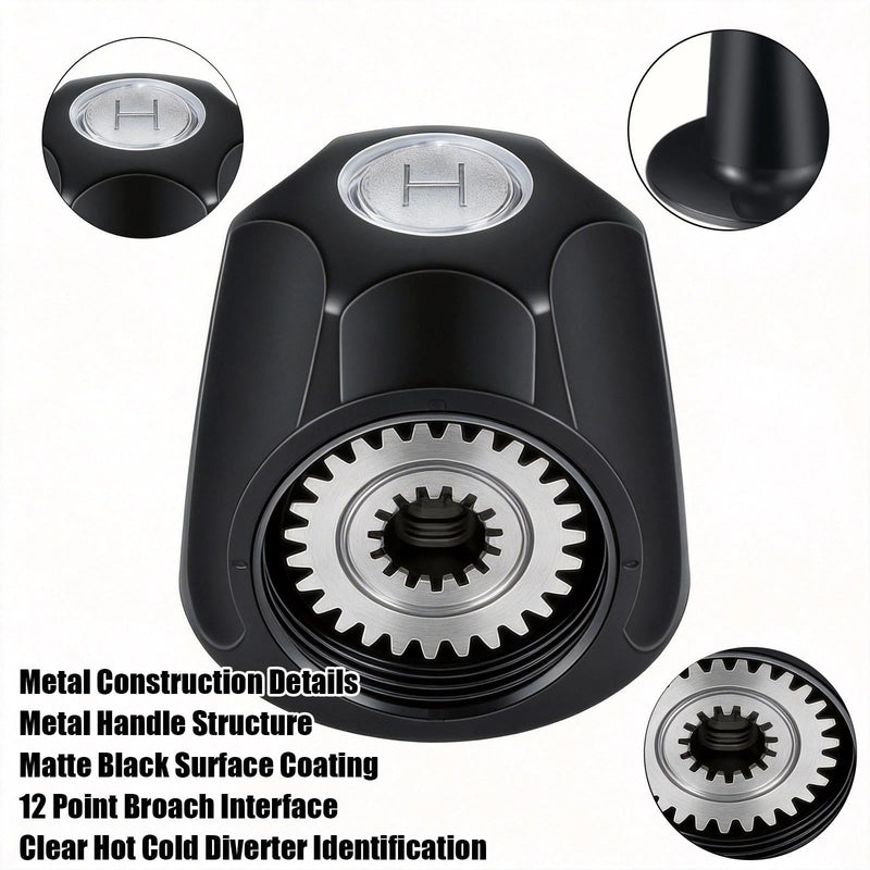 Matte Black Metal Shower Knobs 3 Piece Replacement, Compatible with Price Pfister Verve and Bathtub Shower Faucet Handle, Knobs Include Hot Cold Diverter and 3 Screws