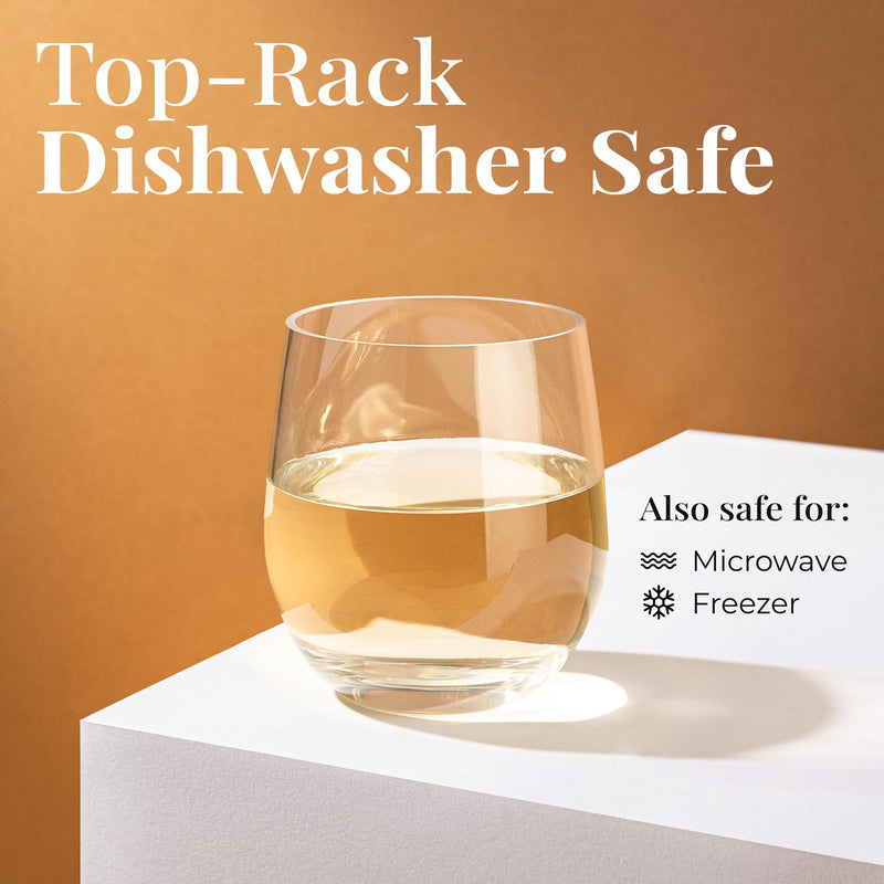 Vivocci Unbreakable Plastic Stemless Wine Glasses 12. 5 oz | 100% Tritan Heavy Base | Shatterproof Glassware | Ideal For Cocktails & Scotch | Perfect For Homes & Bars | Dishwasher Safe | Set of 6 12.5 oz, Set of 6