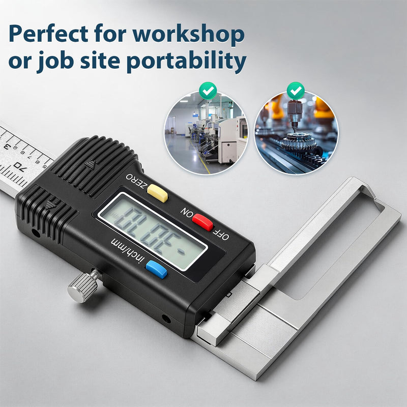 Internal Groove Digital Caliper 150mm/ 6" | High-Precision Outer Groove Measuring Tool, LCD Display Stainless Steel Body, Storage Case, Smooth Sliding Track Sliver Internal Groove / 6"