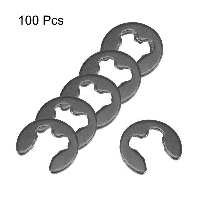 uxcell E-Clip Circlip - 7mm External Retaining Shaft Snap Ring Carbon Steel Black 100pcs