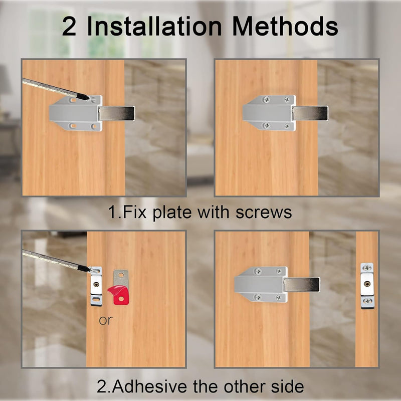 Magnetic Push Latch Heavy Duty Jiayi Push to Open Cabinet Hardware Magnetic Touch Latches for Large Door Push Release Latch Kitchen Drawer Push Catch Press Out Latch (White, 2 Pack) White