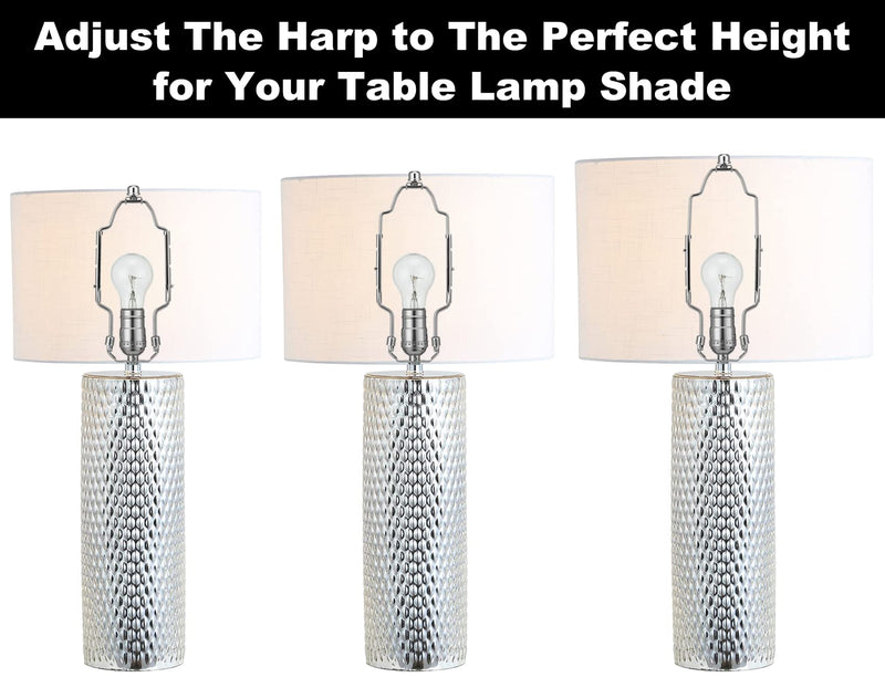 8 9 10 inch Lamp Shade Holder Kit [Adjustable] for Table and Floor Lamps, Heavy Duty Lamp Parts with 3/8 Standard Saddle, UNO Fitter Adapter and Lamp Finial (Silver) Silver